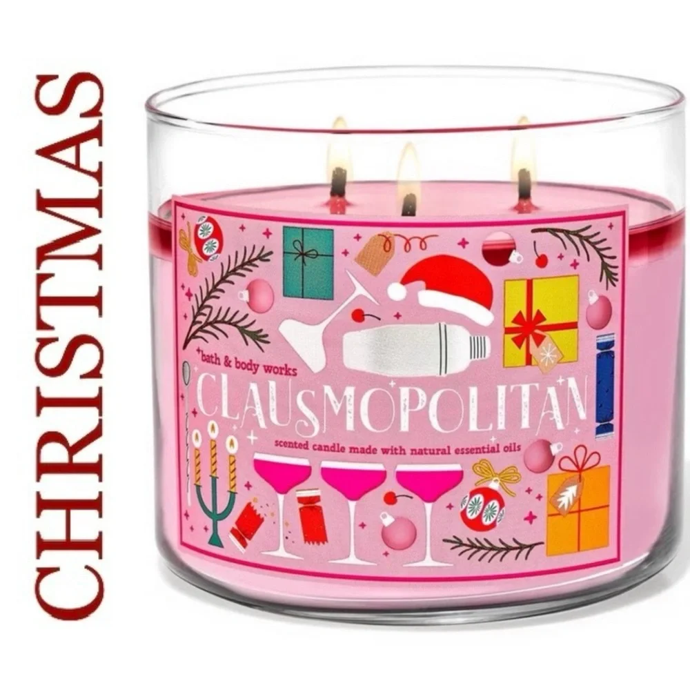 Bath & Body Works Clausmopolitan 3 Wick Candle With Decorative Lid